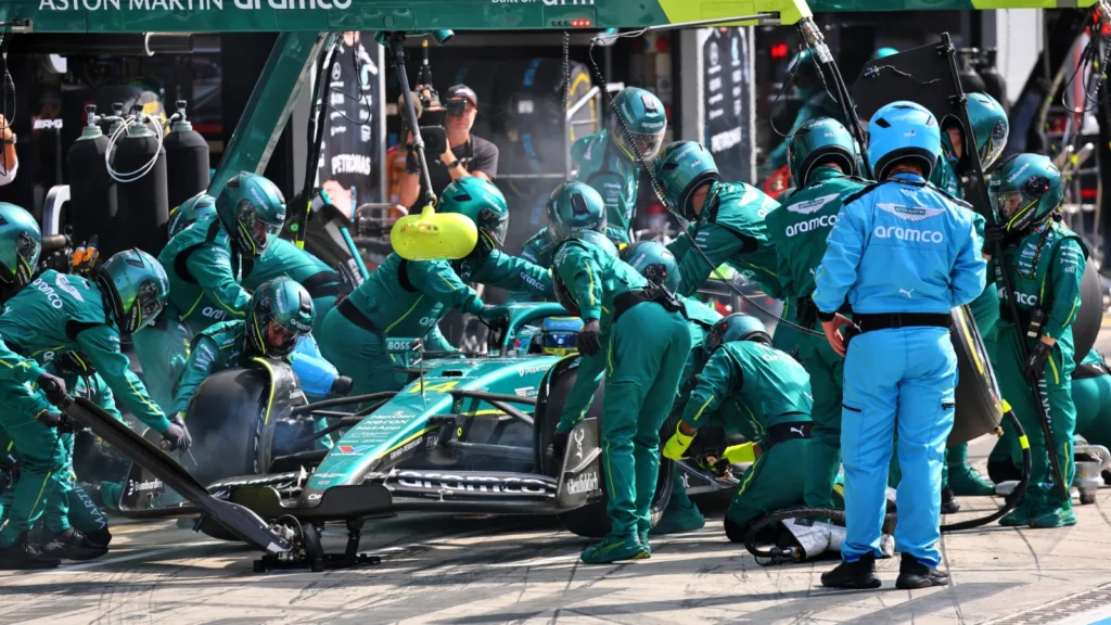 Fernando Alonso pitting at the Italian Grand Prix