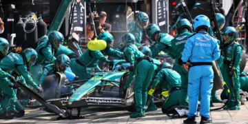 Fernando Alonso pitting at the Italian Grand Prix