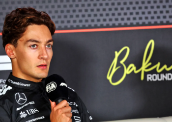 George Russell scooped second place in Baku