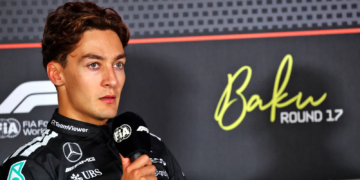 George Russell scooped second place in Baku