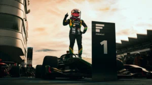 Sho Tsuboi celebrates a Super Formula Victory.