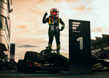 Sho Tsuboi celebrates a Super Formula Victory.