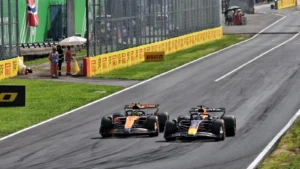 Lando Norris went wheel to wheel with Max Verstappen in the early stages of the Italian GP