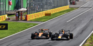 Lando Norris went wheel to wheel with Max Verstappen in the early stages of the Italian GP