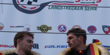 Max Verstappen and Chris Lulham took victory in the Ferrari 296 GT3 at the Nurburgring. Image: Shanna Lutgert