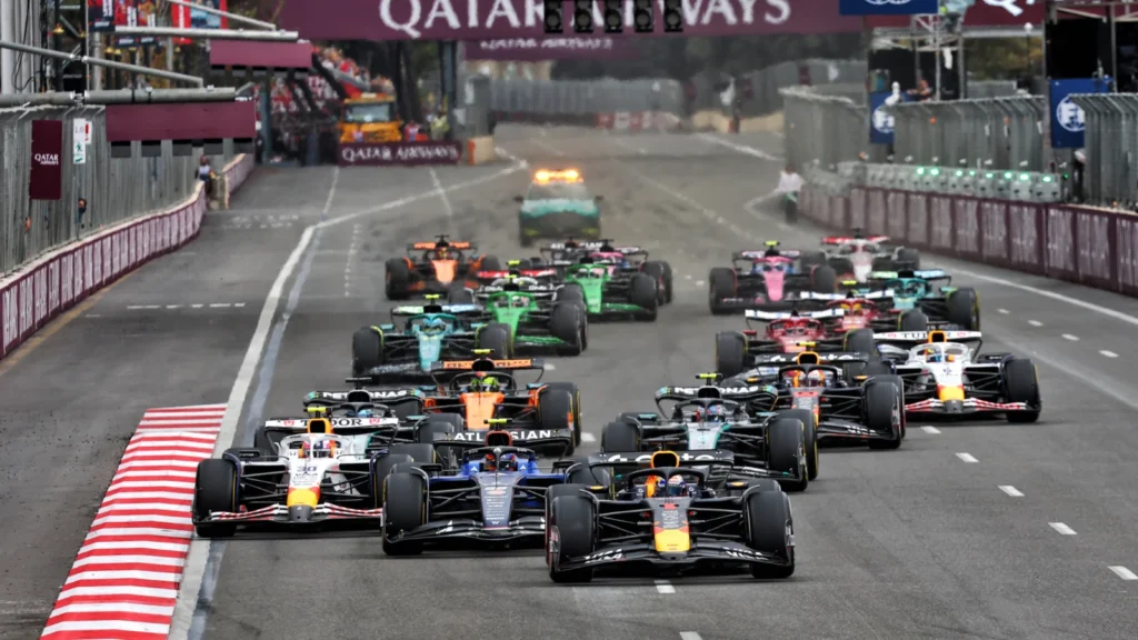 Max Verstappen held his lead at the start of the F1 Azerbaijan GP and didn't look back