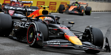 Lando Norris spent the latter stages behind a Red Bull in Azerbaijan