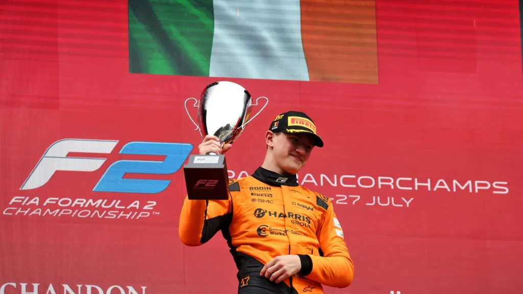 Former McLaren Junior Alex Dunne winning at Spa-Francorchamps