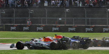 Carlos Sainz picked up damage on the opening lap in Mexico
