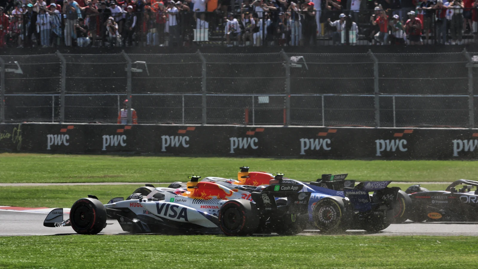 Carlos Sainz picked up damage on the opening lap in Mexico