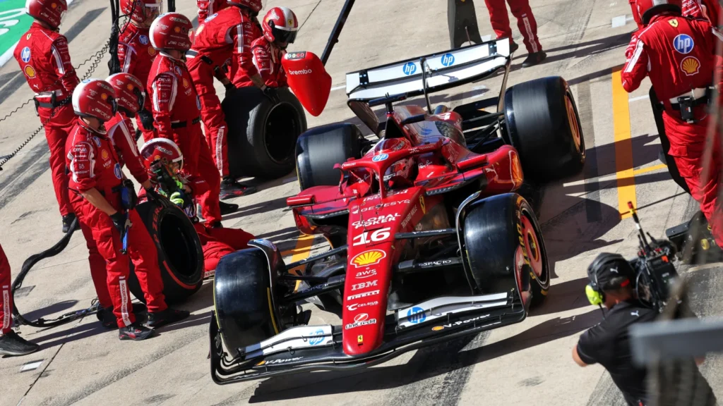 An aggressive tyre call saw Charles Leclerc frustrate Lando Norris