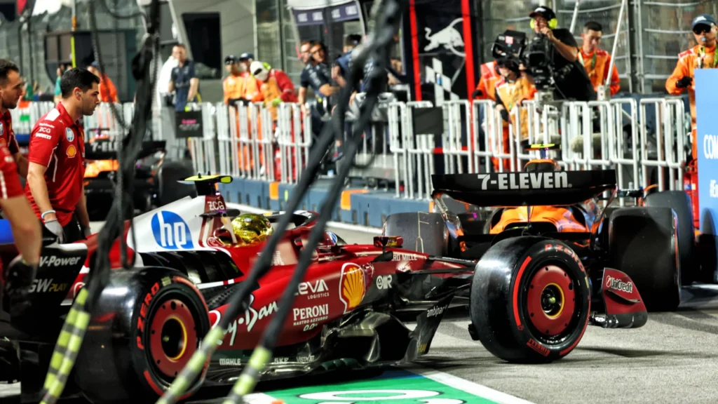 Charles Leclerc and Lando Norris came together in the pitlane in FP2 for the F1 Singapore GP