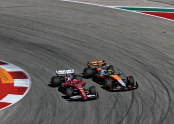 Lando Norris exceeded track limits during his battle with Charles Leclerc in the US GP