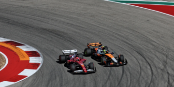 Lando Norris exceeded track limits during his battle with Charles Leclerc in the US GP