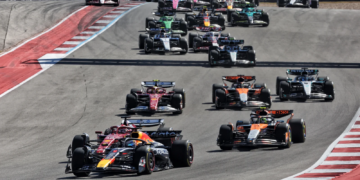 Lando Norris lost out to Charles Leclerc at the start of the US GP