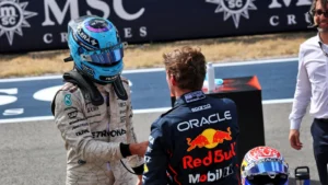 George Russell settled for second behind Max Verstappen in the Austin Sprint Race