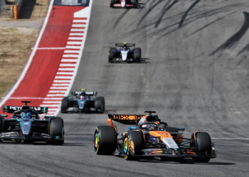 George Russell was stuck behind Oscar Piastri for the entirety of the US GP
