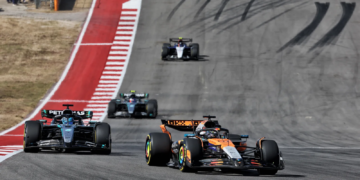George Russell was stuck behind Oscar Piastri for the entirety of the US GP