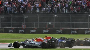 Carlos Sainz's sudden turn to the left had race-ending consequences for Liam Lawson in Mexico