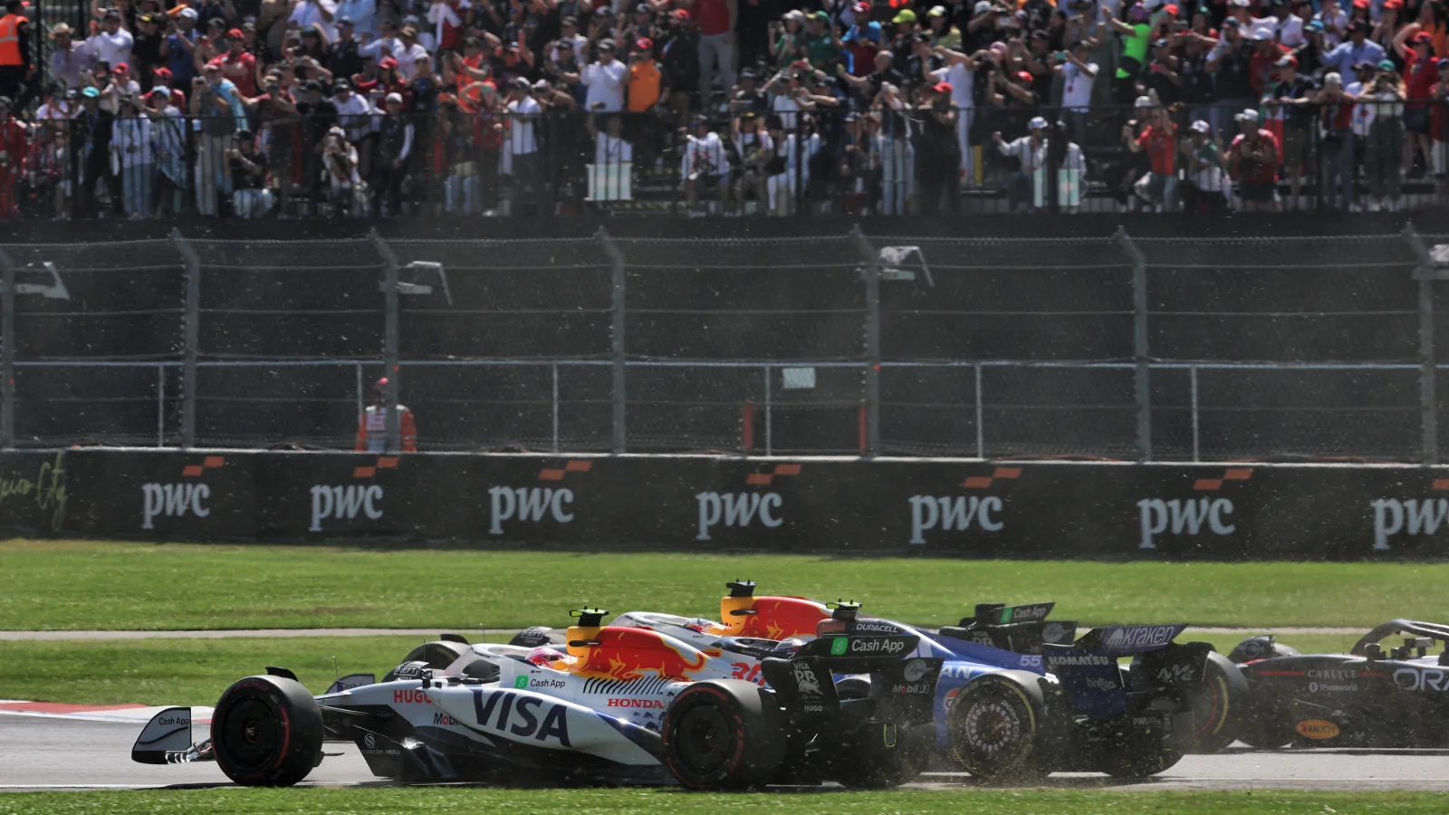 Carlos Sainz's sudden turn to the left had race-ending consequences for Liam Lawson in Mexico