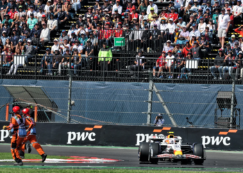 Liam Lawson almost collected two marshals that cleared debris from the track during the Mexico GP