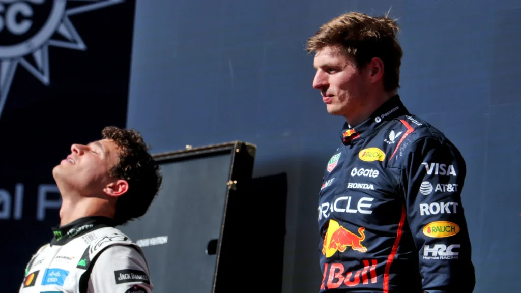 Max Verstappen is closing on the McLaren drivers