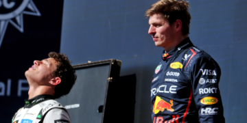 Max Verstappen is closing on the McLaren drivers