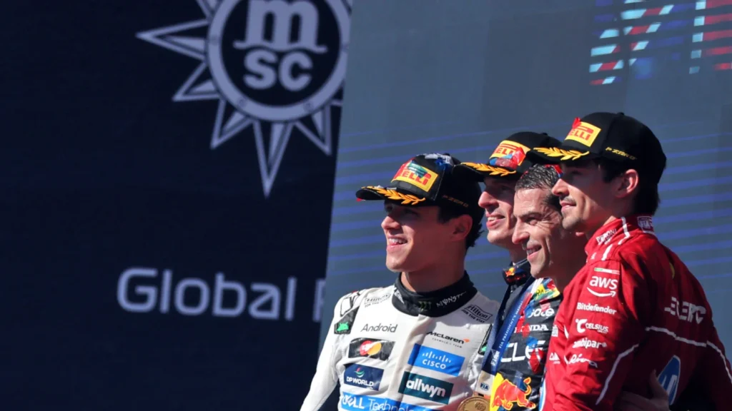 Lando Norris was able to get ahead of Leclerc but could only manage second in the US GP