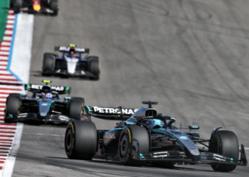George Russell was stuck in sixth during the US GP