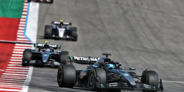 George Russell was stuck in sixth during the US GP