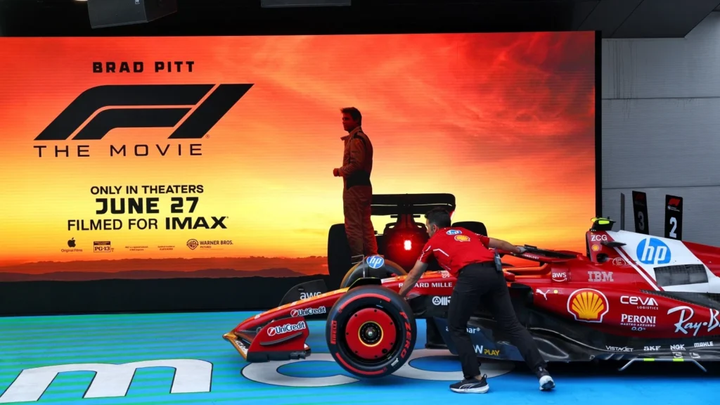 A promotional poster for F1 The Movie, Apple’s record-breaking racing film that paved the way for its new partnership with Formula 1.