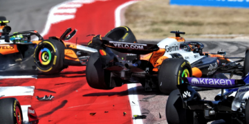 The McLaren duo were eliminated on the first lap of the US GP Sprint