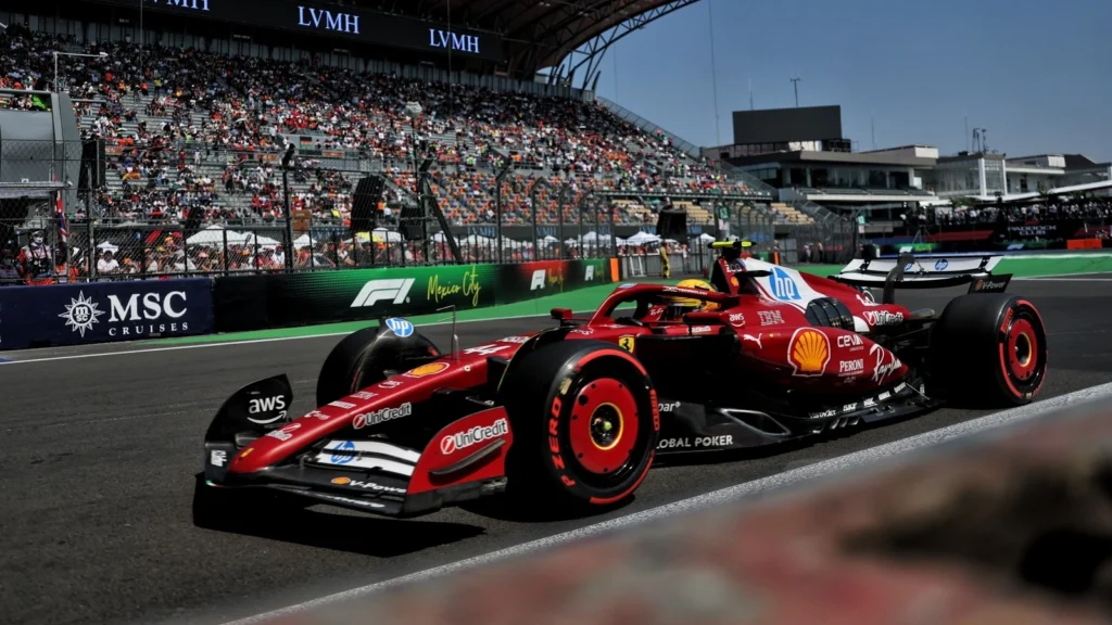 Lewis Hamilton in his Ferrrari during the Mexican GP Qualifying
