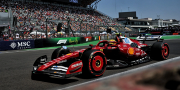 Lewis Hamilton in his Ferrrari during the Mexican GP Qualifying