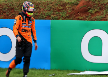 Oscar Piastri crashed out of the Sprint Race in Brazil