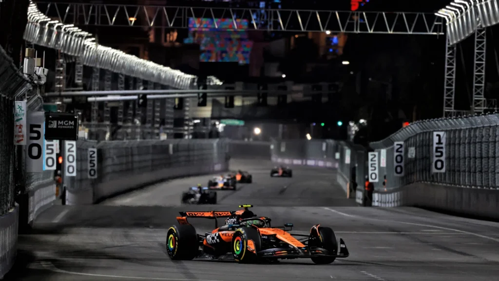 Lando Norris recovered from his first corner clumsiness to take second in the F1 Las Vegas GP, giving him the chance of sealing the Drivers' Championship in Qatar next week