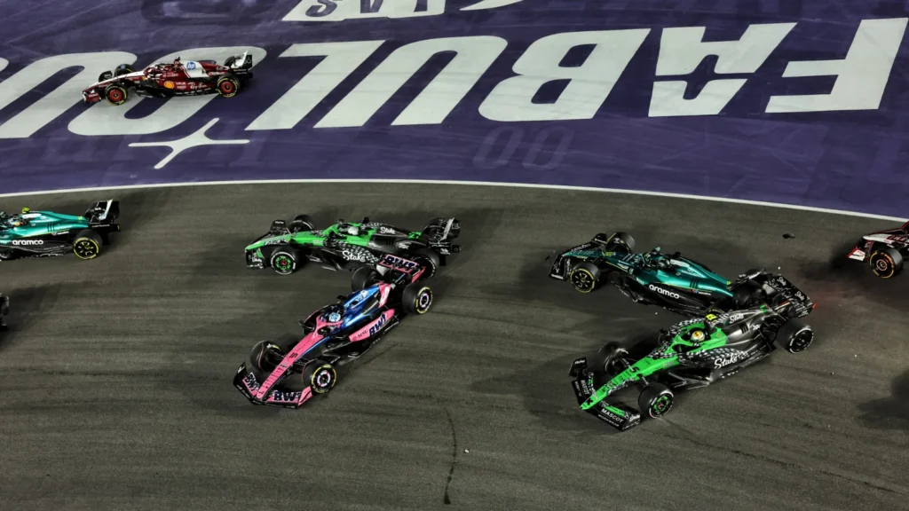 Gabriel Bortoleto collided with Lance Stroll at the start in Las Vegas