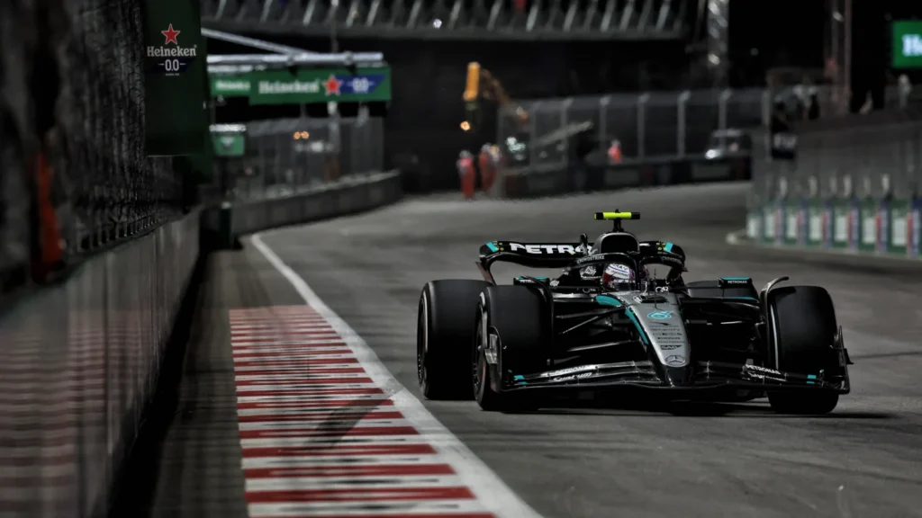 Kimi Antonelli completed a mammoth stint to take a podium in Las Vegas