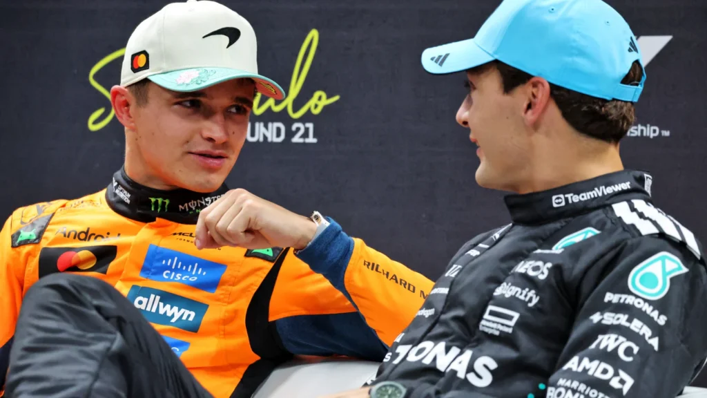 Lando Norris described how he inadvertently helped cause Oscar Piastri's crash, which led George Russell to joke about it 