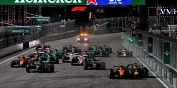 Lando Norris lost the lead to Max Verstappen at the start of the Las Vegas GP