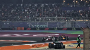 Nico Hulkenberg was left beached after contact with Pierre Gasly, bringing out the Safety Car in the F1 Qatar GP