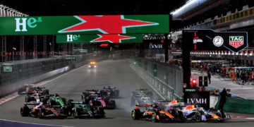 Liam Lawson barged into Oscar Piastri at the start in Las Vegas