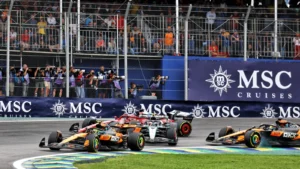 Oscar Piastri and Kimi Antonelli were involved in a first corner clash which took out Charles Leclerc