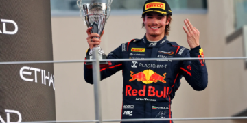 Nikola Tsolov Formula 2 podium with Campos Racing at the 2025 Abu Dhabi Grand Prix