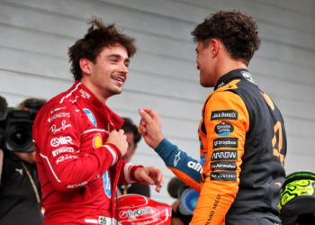 Charles Leclerc has denied Lando Norris' success with McLaren will have a bearing on his Ferrari future