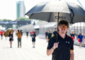 SAO PAULO, BRAZIL - DECEMBER 05: Dan Ticktum of Great Britain and CUPRA KIRO walks the track ahead of practice, ahead of the Sao Paulo E-Prix at Sao Paulo Street Circuit on December 05, 2025 in Sao Paulo, Brazil