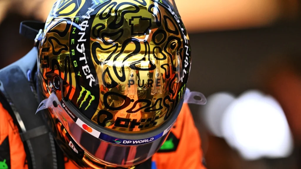 Lando Norris used a special helmet for the post-season test in Abu Dhabi