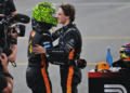 Oscar Piastri congratulates team-mate Lando Norris after defeating him to the F1 title