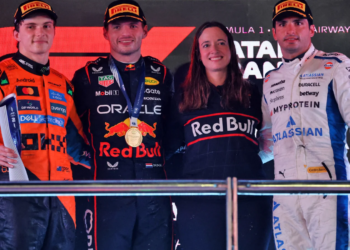 Red Bull strategist Hannah Schmitz's call saw Verstappen take a crucial victory, and shared the podium with the Dutchman in Doha