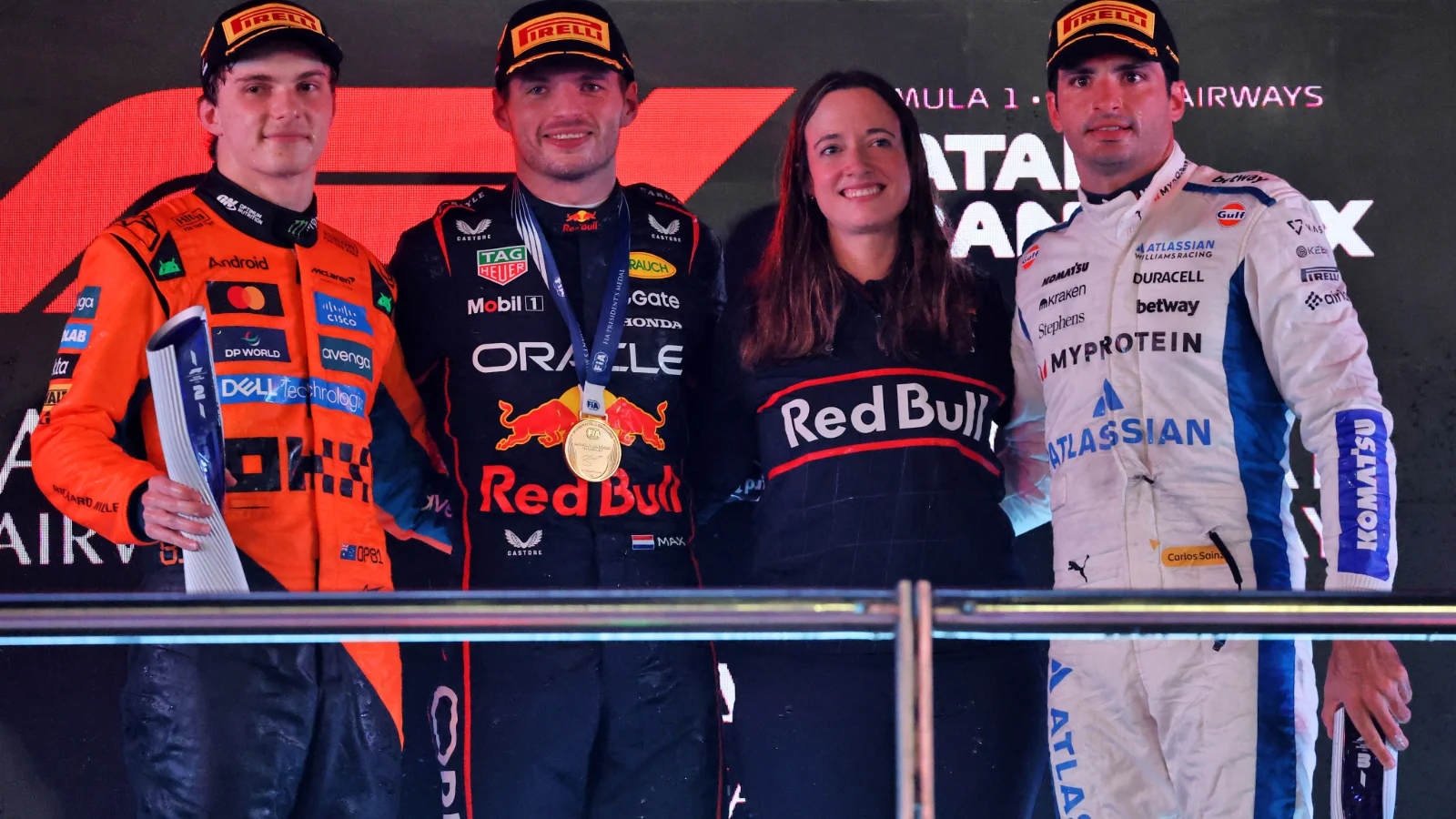 Red Bull strategist Hannah Schmitz's call saw Verstappen take a crucial victory, and shared the podium with the Dutchman in Doha